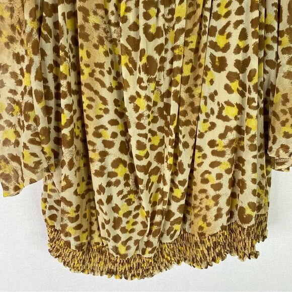 Apt 9 Top Women’s Yellow Brown Animal Print Sheer Overlay Camisole 3X Elastic - Picture 4 of 8